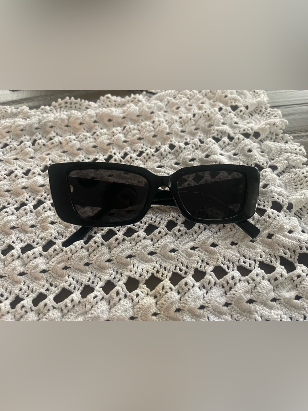 Versace Black Rectangular Women's Sunglasses with Dark Lenses